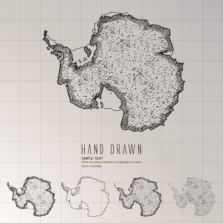 Hand gezeichnete Antarktis-Karte