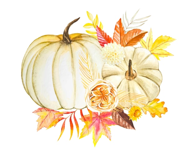 Hand gezeichnete Aquarellkürbis-Herbstillustration