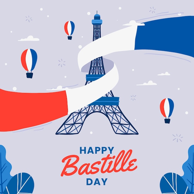 Hand gezeichnete Bastille-Tagesillustration