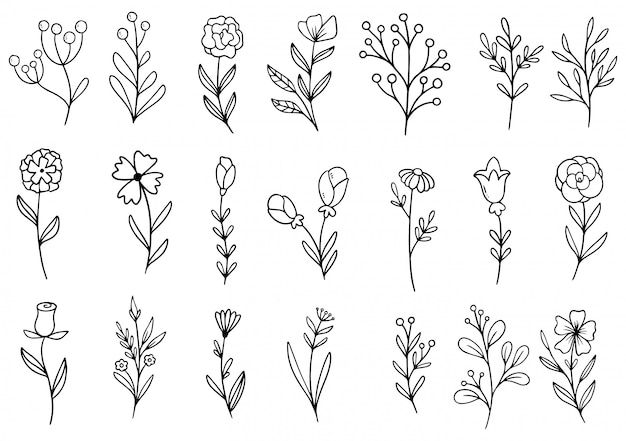 Hand gezeichnete Blumen kritzeln