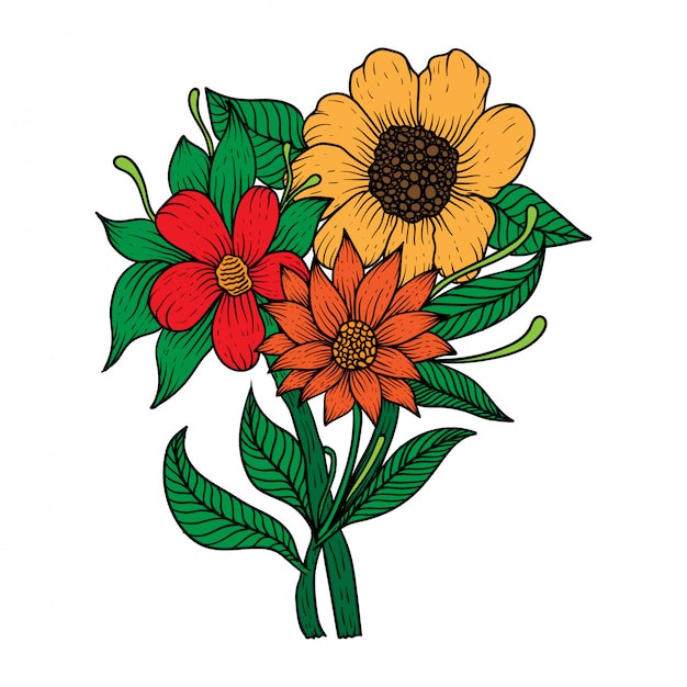 Hand gezeichnete blumendekoration illustration