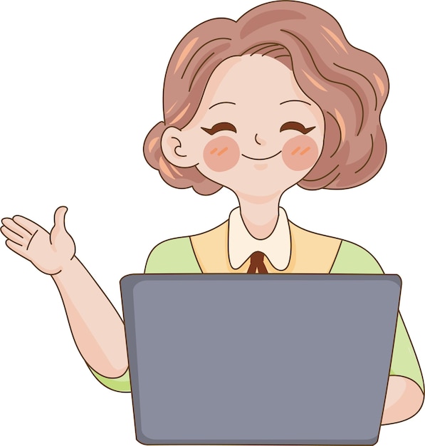 Vektor hand gezeichnete clipart frau job büroangestellte