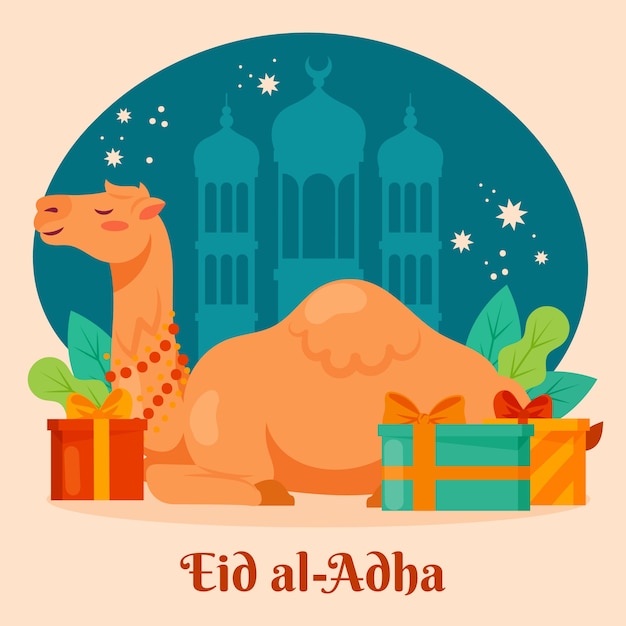 Hand gezeichnete eid al-adha illustration