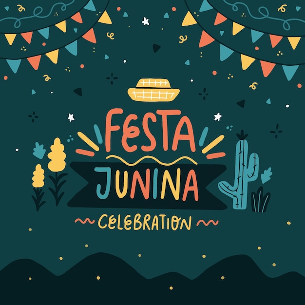 Vektor hand gezeichnete festa junina illustration