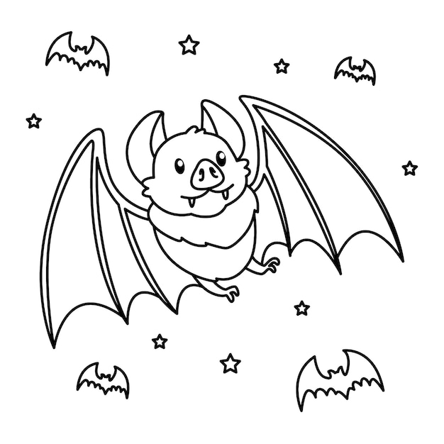 Hand gezeichnete Fledermaus-Umrissillustration