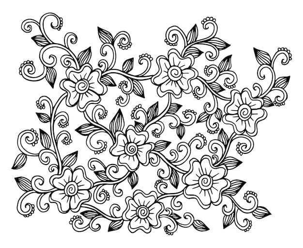 Hand gezeichnete gekritzelblumenillustration