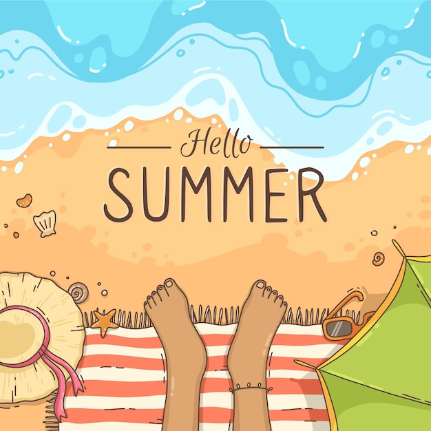 Hand gezeichnete hallo sommerillustration