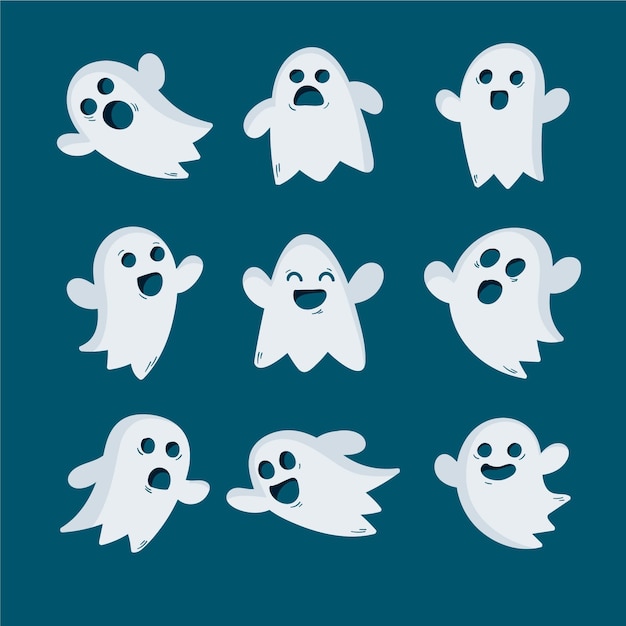 Hand gezeichnete Halloween-Geistersammlung