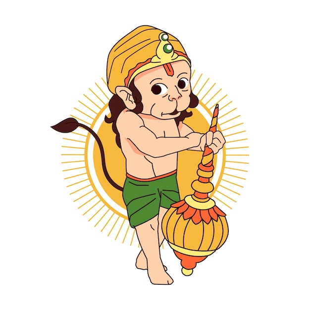 Vektor hand gezeichnete hanuman jayanti illustration