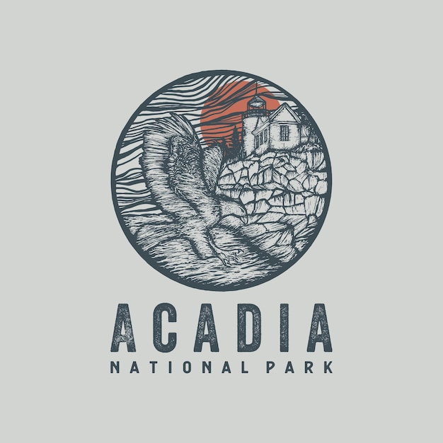 Hand gezeichnete illustration des acadia-nationalparks