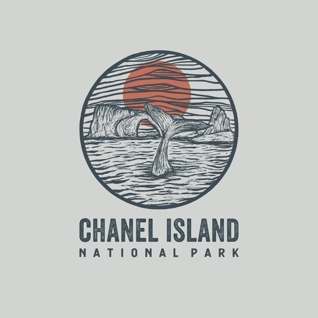 Hand gezeichnete illustration des chanel-insel-nationalparks