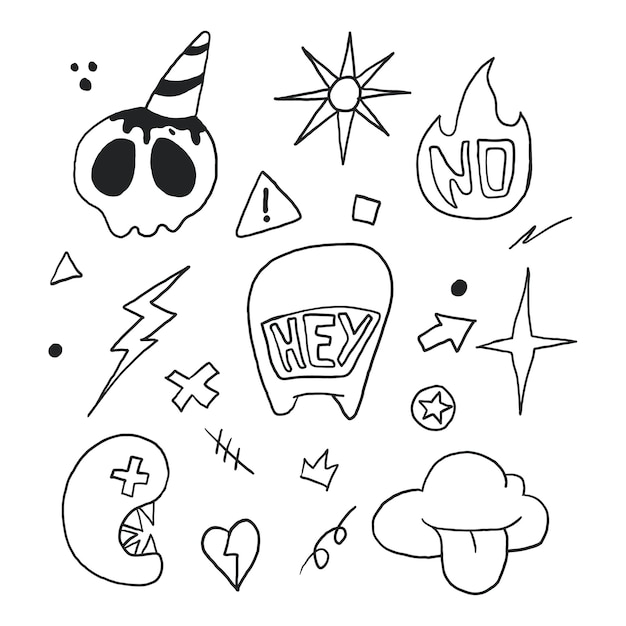 Hand gezeichnete Illustration des Gekritzelsatzes
