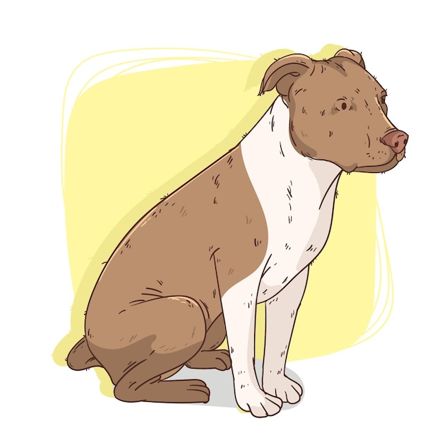 Hand gezeichnete niedliche pitbull-illustration