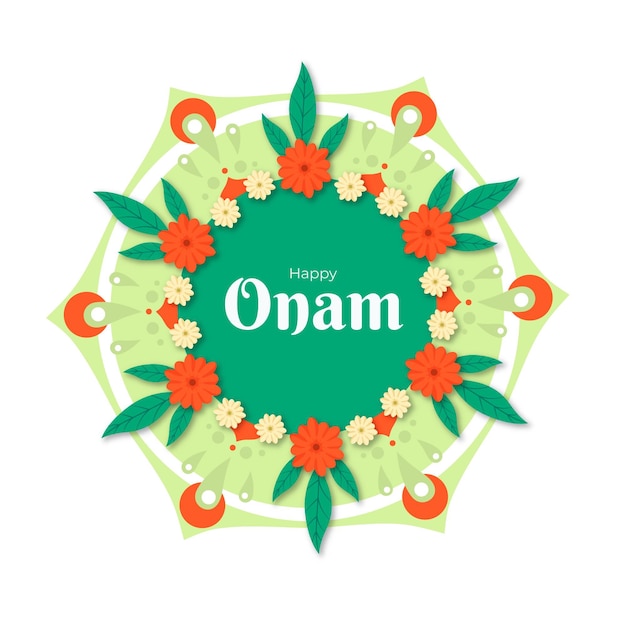 Vektor hand gezeichnete onam blumendekoration