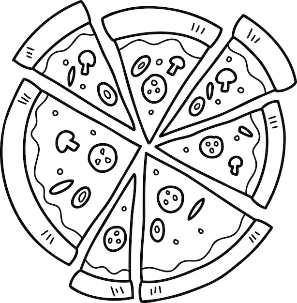 Hand gezeichnete Pizza von der Draufsichtillustration