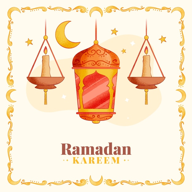 Vektor hand gezeichnete ramadan-feierillustration