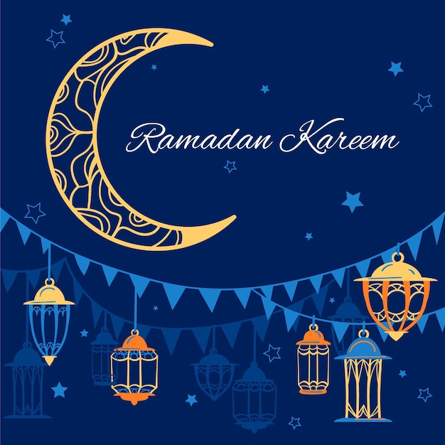 Hand gezeichnete ramadan kareem illustration