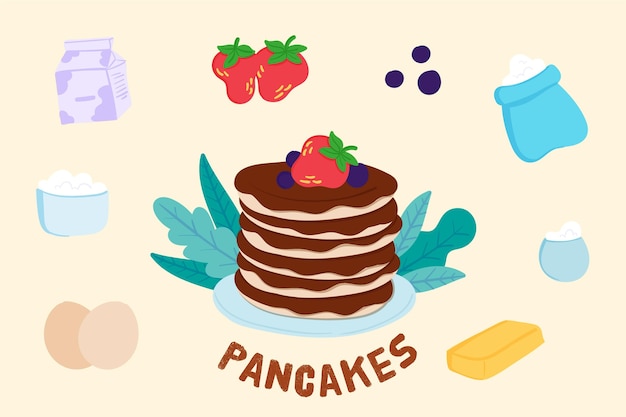 Hand gezeichnete Rezeptpfannkuchen