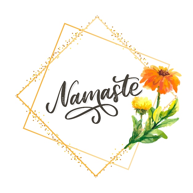 Hand gezeichnete schrift namaste karte. hallo in hindi. tintenillustration. positives zitat. moderne pinselkalligraphie.