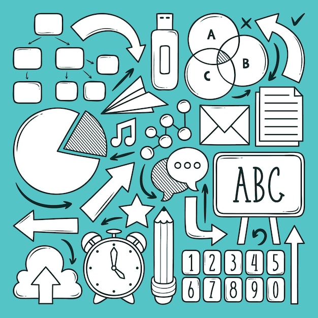 Hand gezeichnete schule infografik elemente