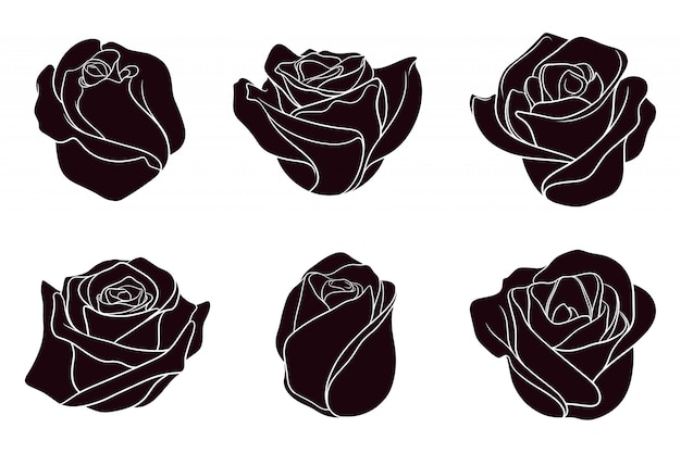 Hand gezeichnete silhouette der rosen