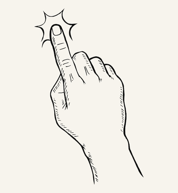 Hand gezeichnete skizze der handbewegung