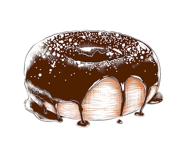 Hand gezeichnete skizze des bunten donuts