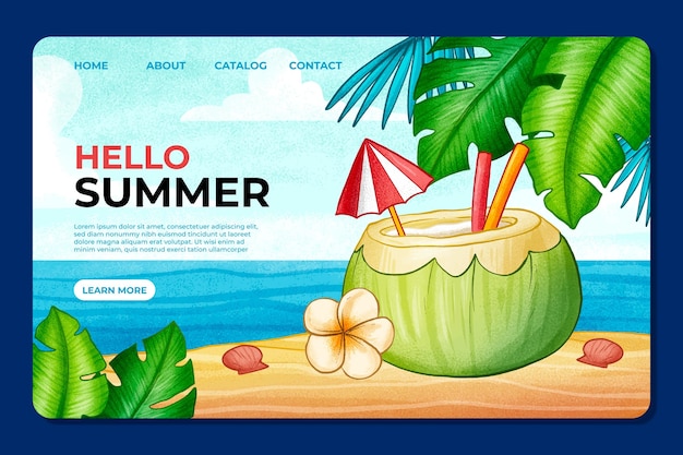 Vektor hand gezeichnete sommer-landingpage-vorlage