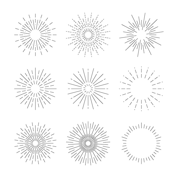 Hand gezeichnete Starburst-Strahlen im einfachen Retro-Design