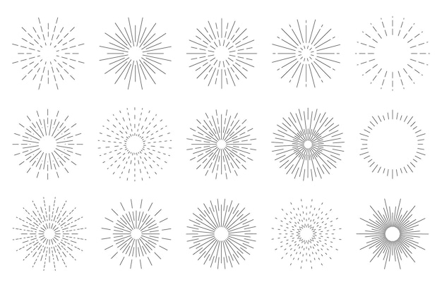 Hand gezeichnete Stern Burst Strahlen im einfachen Retro-Design Gekritzel Explosion oder Sonnenschein