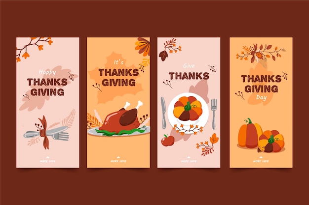 Hand gezeichnete thanksgiving-instagram-geschichten