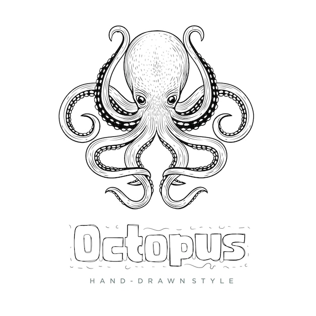 Hand gezeichnete tierillustration des oktopus