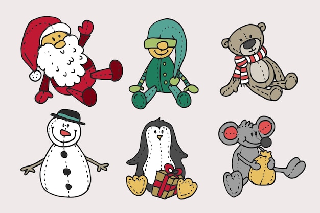 Hand gezeichnete Weihnachtsspielzeugsammlung