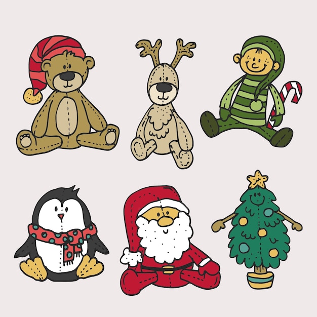 Hand gezeichnete Weihnachtsspielzeugsammlung