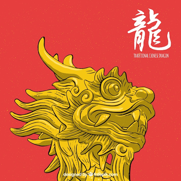 Hand gezeichneter drache des traditionellen chinesen