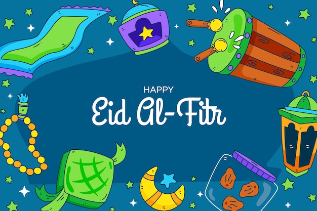 Vektor hand gezeichneter eid al-fitr-hintergrund