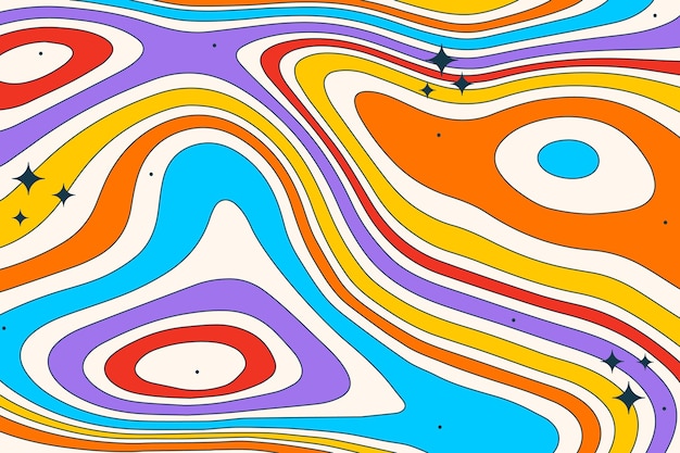 Hand gezeichneter flacher grooviger psychedelischer Hintergrund