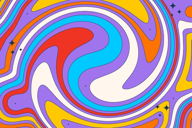 Hand gezeichneter flacher grooviger psychedelischer Hintergrund