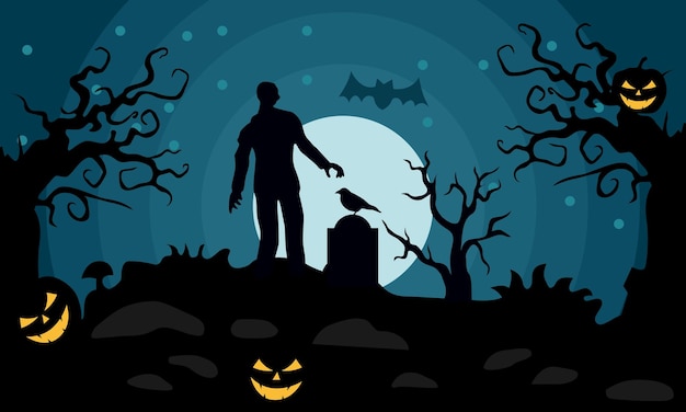 Hand gezeichneter flacher halloween-hintergrund