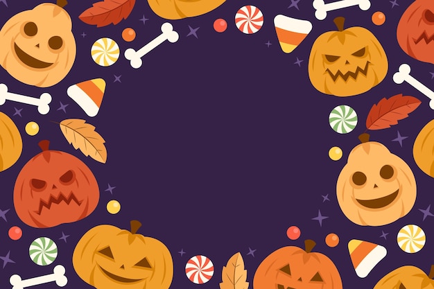 Hand gezeichneter flacher halloween-hintergrund