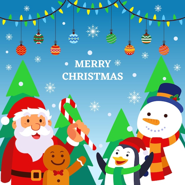 Hand gezeichneter flacher Weihnachtshintergrund