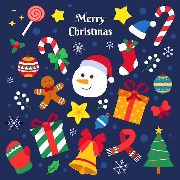 Hand gezeichneter flacher Weihnachtshintergrund