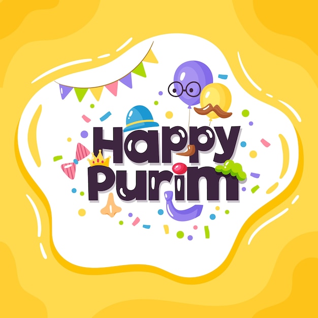 Hand gezeichneter glücklicher purim tag