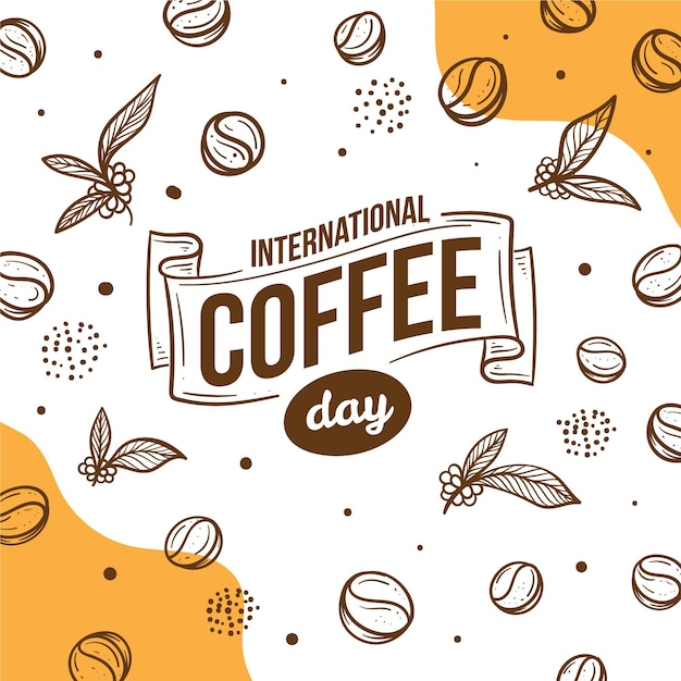 Hand gezeichneter internationaler tag der kaffeeillustration