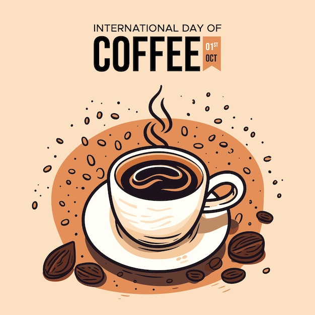 Hand gezeichneter internationaler tag der kaffeeillustration