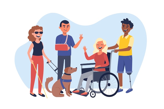 Hand gezeichneter internationaler Tag von Menschen mit Behinderung