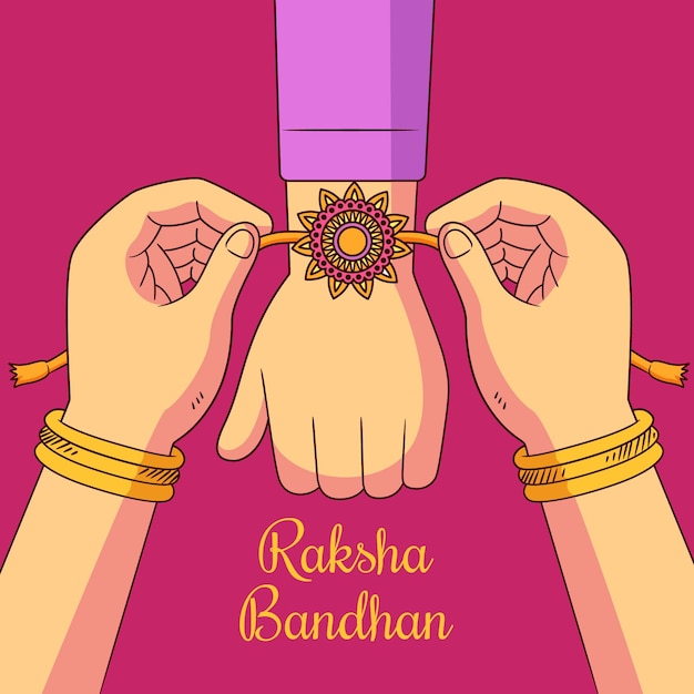 Vektor hand gezeichneter raksha bandhan