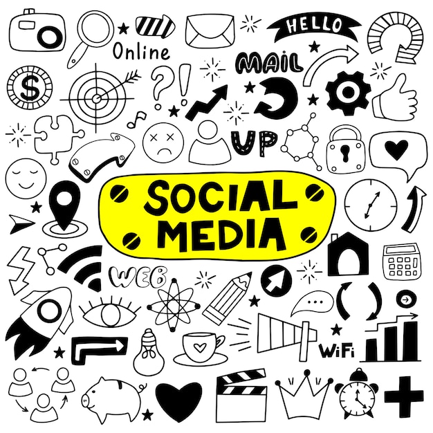 Hand gezeichneter Satz Social Media.