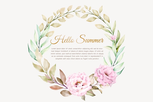 Hand gezeichneter sommerblumenkranz und hintergrunddesign