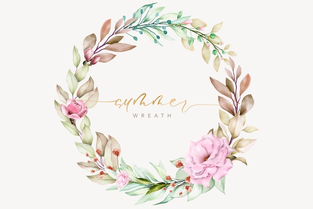 hand gezeichneter sommerblumenkranz und hintergrunddesign